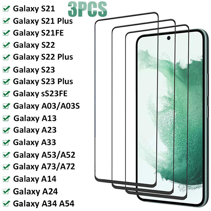 

3 шт. Закаленное стекло для Samsung Galaxy A14 A24 A34 A54 A53 A73 A13 Защитная пленка для экрана для Samsung S21 S22 Plus S23FE Стеклянная пленка For Samsung A55 5G