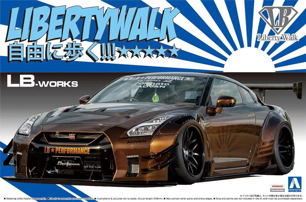 Aoshima Bunka Kyozai Liberty Walk R35 Type 2 Plastic Model Kit Co., Ltd. (AOSHIMA) 1/24 No.12 LBWorks GT-R Ver.1 (Pre-colored)