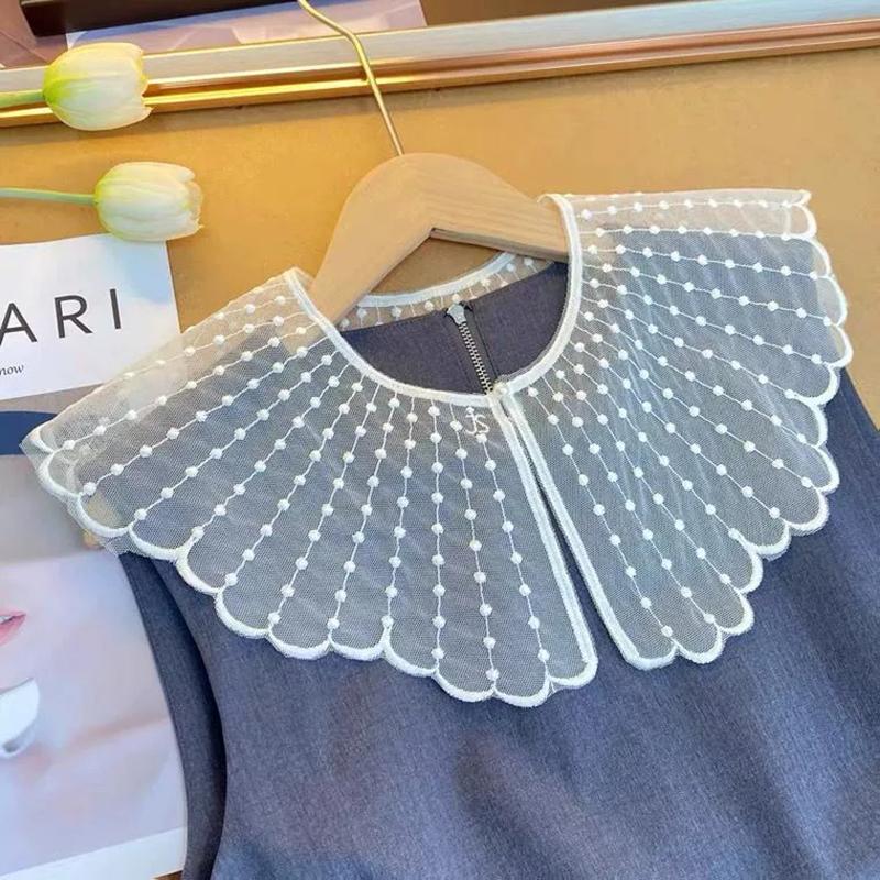 Korean Style Hollow Out Lace Fake Collar Solid Color Decorative Neck Shoulder Cover Ladies Summer Thin Casual Shawl