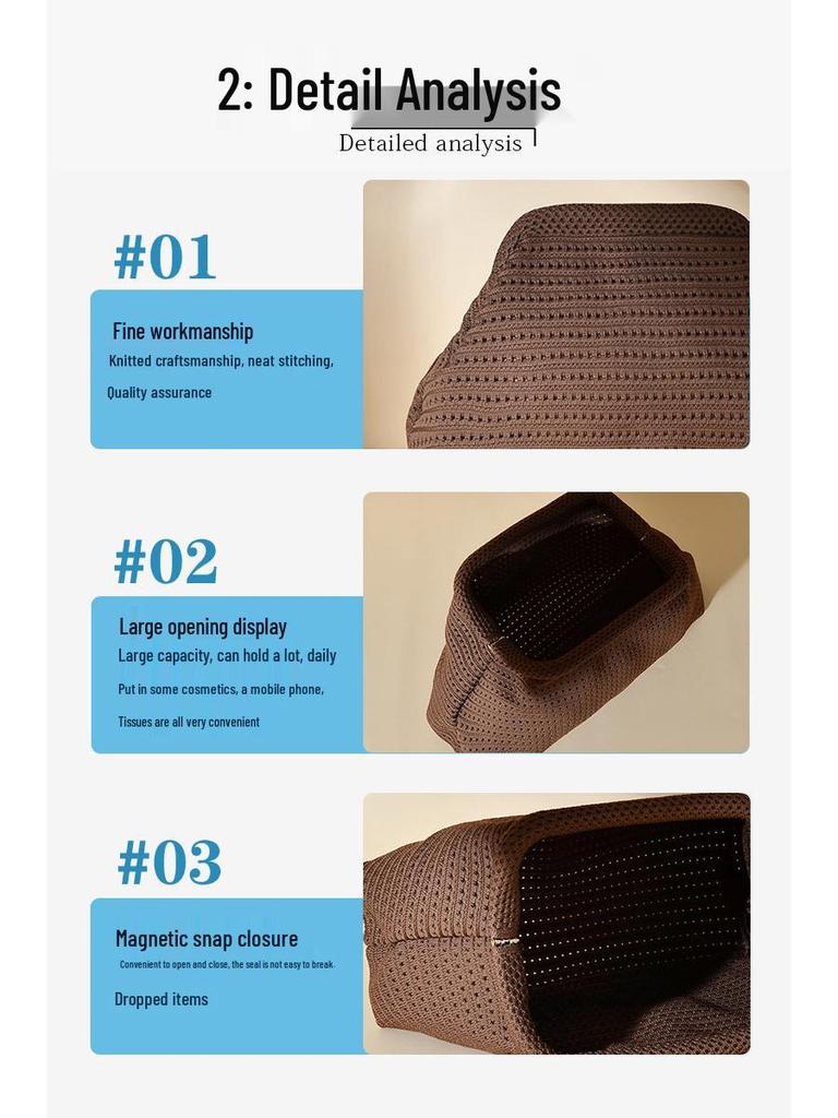 Nuova Borsa da Spiaggia Lavorata a Maglia: Elegante Pochette a Nuvola con Grande Capienza e Design Color Block