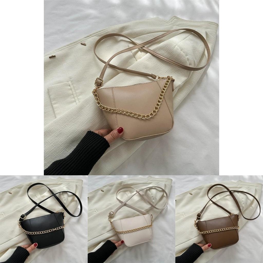 Chic Fall 2023 Retro Bucket Shoulder Bag For Women Pu Leather Chain Crossbody