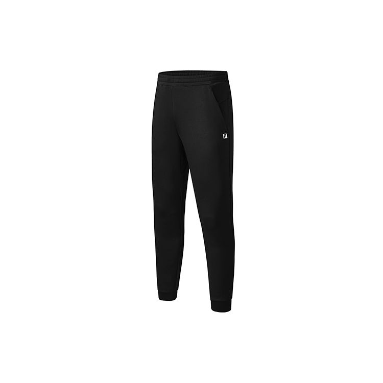 FILA Athletics Solid Logo Slim Fit Knitted Fitness Sports Long Pants Men bottoms Deep-Black A11M231606FBK