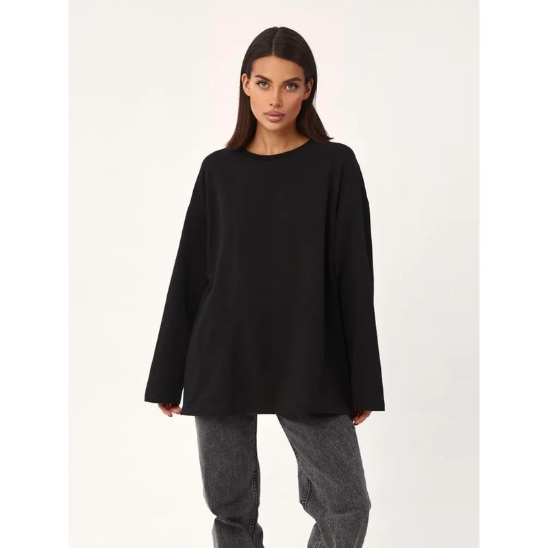 Western Style New Fashion Casual Loose Solid Long Sleeve Round Neck T-shirt Top Women Long Sleeved Top