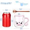 ecooe Double Wall Glass Cute 280ml Condensation Free Cat Double Wall Glass Cup Birthday Gift for Women Borosilicate Heat Resistant Glass Cup Stylish