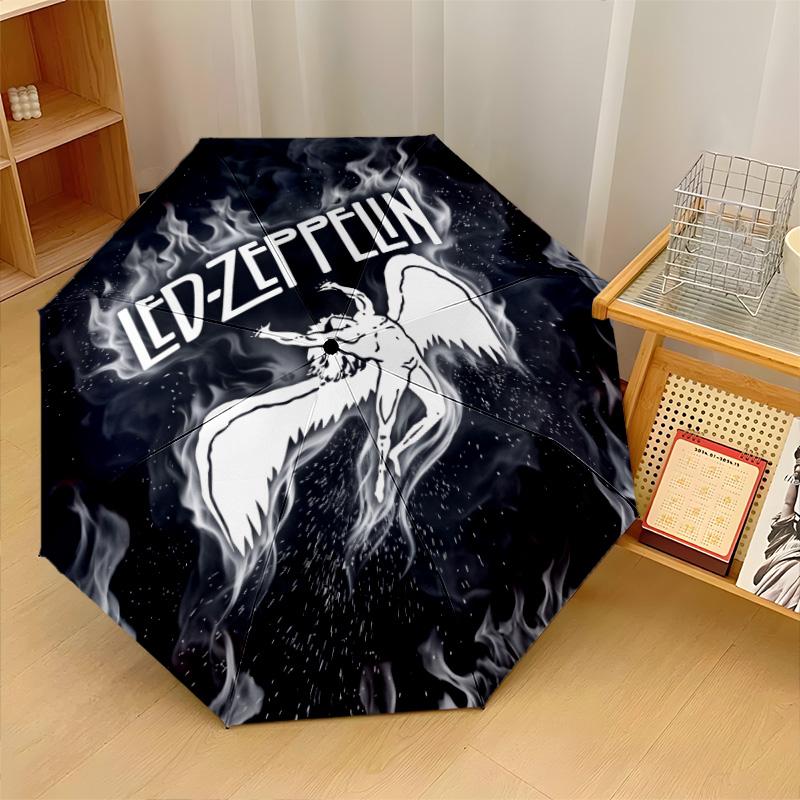 Led Zeppelin Druck 8?Rippen Automatischer Regenschirm Winddicht Leicht Faltbarer Regenschirm Für Reisen im Freien
