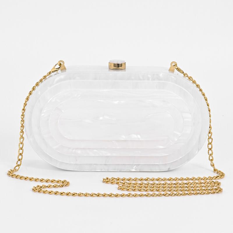 

Clutch Bag Crossbody Evening Fashionable Acrylic New Arrival Shoulder Wedding Banquet Brand Bags Original Luxury Genuine White 21x4.8x11.5cm белый