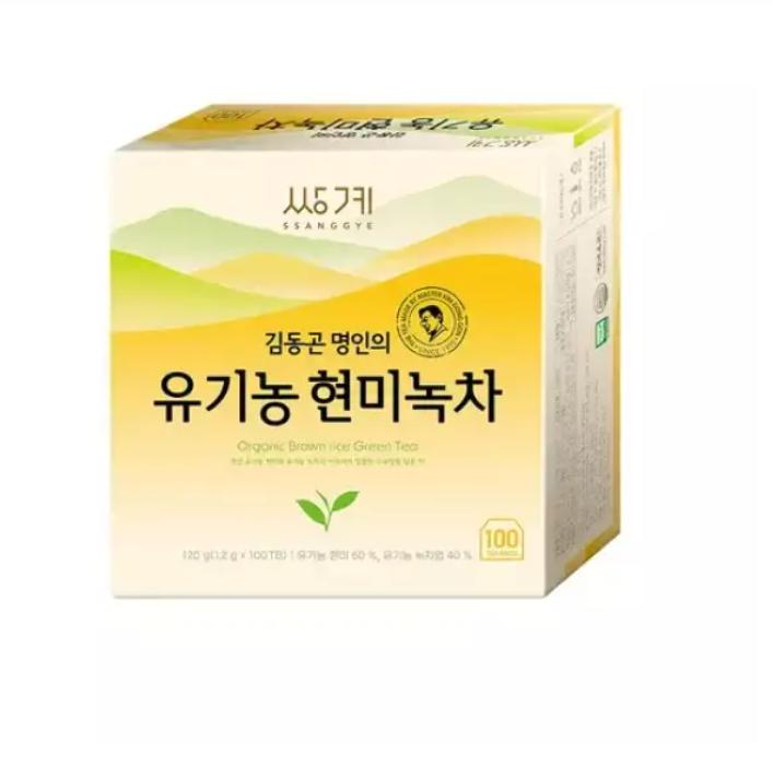 Ssanggye Tea Organic Brown Rice Green Tea 100 Tea Bags – Refreshing Korean Organic Tea 1 box