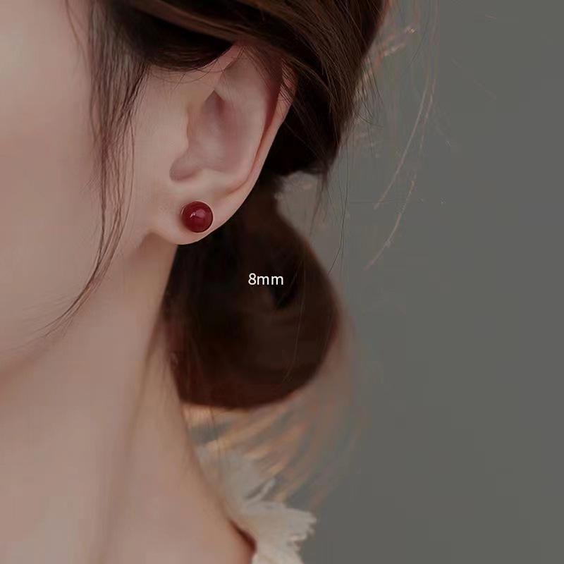 

Серьги-пусеты из стерлингового серебра 999 пробы с красным агатом: Трендовый 2024 года, Высококлассный, Круглый дизайн 999 Silver