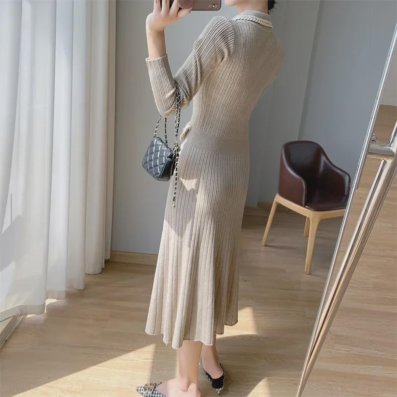Qianjin Xiaoxiang Style Knitted Sweater Dress - 2023 Autumn/Winter Collection