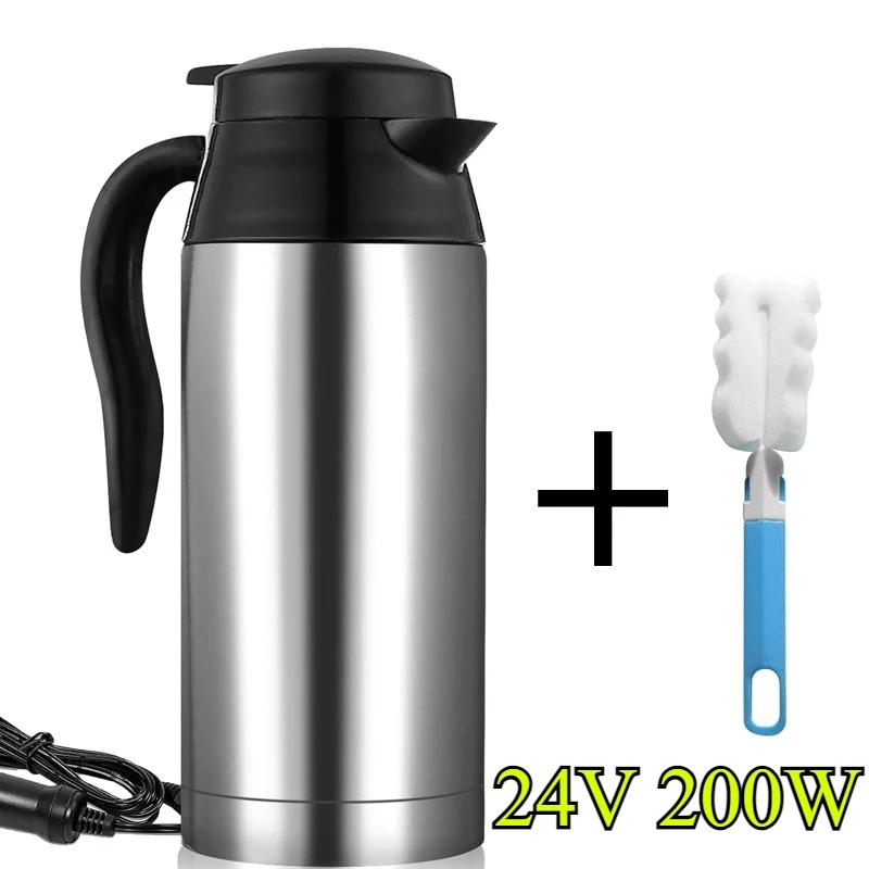 12V 24V Auto Heating Cup 750ML Stainless Steel Car Kettle with Lighter Plug Electric Water Heater Bottle for Travel