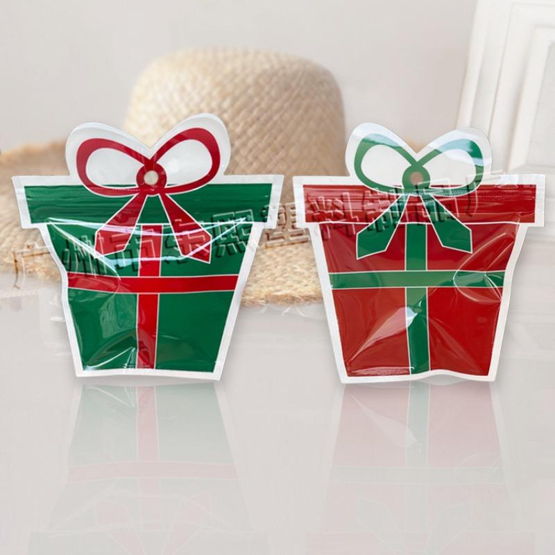 10Pcs Christmas Plastic Candy Bags Snowman Santa Claus Socks Gloves Gift Cookie Bags Christmas Party Favor Gift Decor Supplies