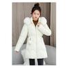 White Fur Collar Waist Padded Clothes Women's Winter New Medium and Long Hooded Padded Clothes Casual Padded Jacket