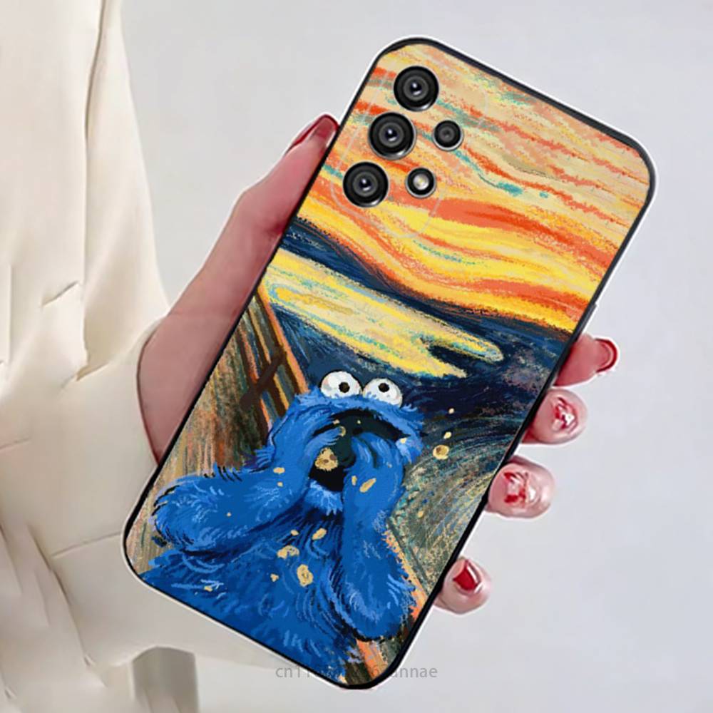

Cartoon C-Cookies Monster Phone Case For Samsung Galaxy A13,21s,22,31,32,52,53,71,80,A91 Soft Black Shell Samsung Note 20U