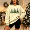 Women's Christmas Print Neck Long Sleeve Pullover Sweatshirt for Holiday Festive