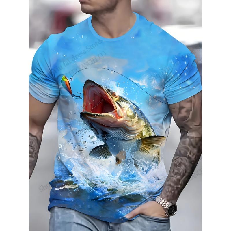 2026 New Fishing Fish 3D Print T-shirt Men Women Fashion Casual Outdoor Sports Short Sleeve