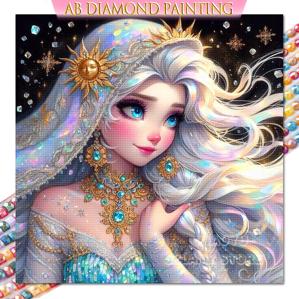 Princess Tiana Diamond Painting Kit AB Round Drills Art Embroidery Mosaic Handmade Gift New Wall Decoration Products