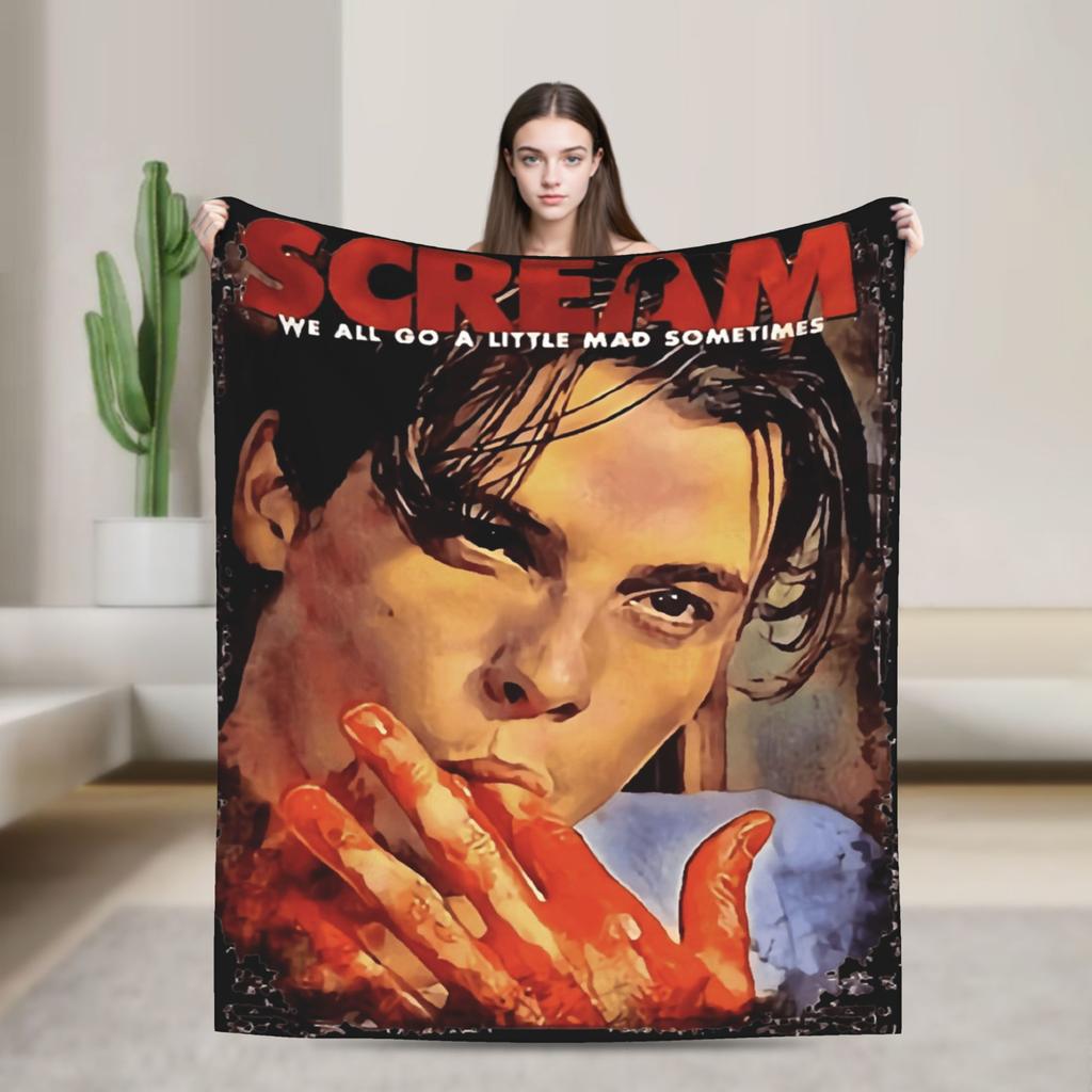 Soft Warm Blanket Picnic Horror Movie Scream Billy Loomis Throw Blanket Flannel Bedspread For Bedroom Funny Sofa Bed Cover