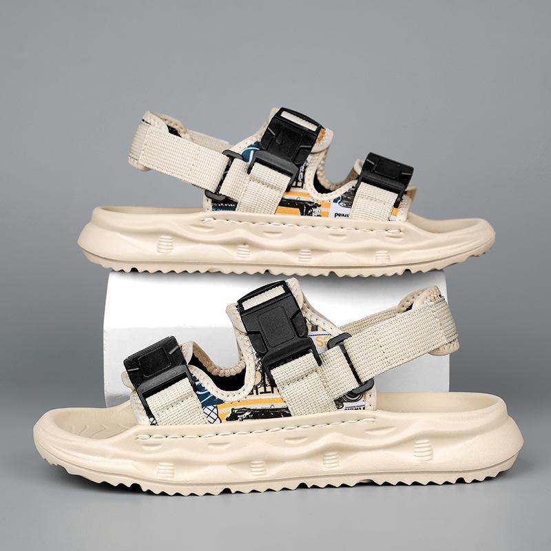 

Sandals men s summer Vietnam driving outside wear one shoe two wear students high-end travel cool slippers Sandal 44 бежевый