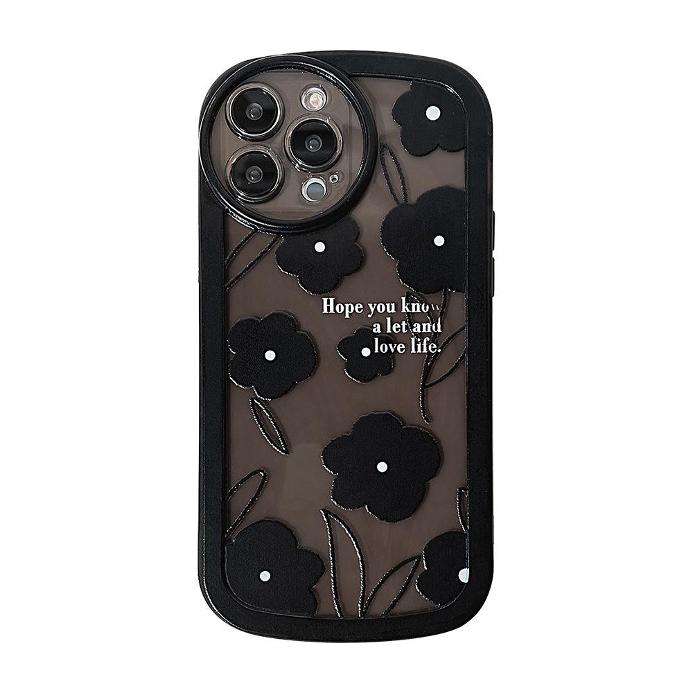 High End Black Flower 15 Suitable for IPhone 13 Apple Phone Case 14pro Max Silicone 8 X Cold 11