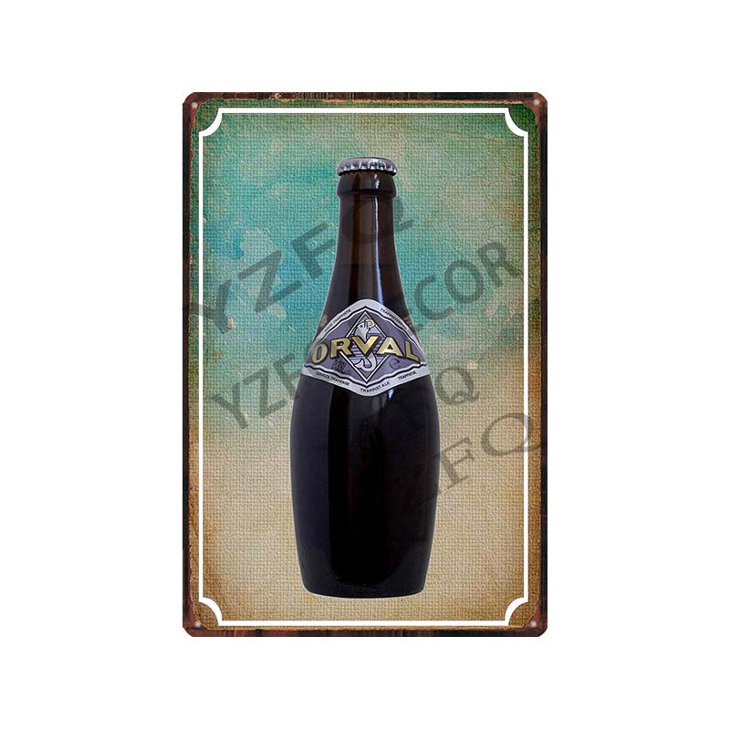 30X20CM Hoegaarden Orval Chouffe Beer Tin Sign - Vintage Metal Plate, Perfect for Bar/Pub/Kitchen/Home/Coffee Wall Decor Poster
