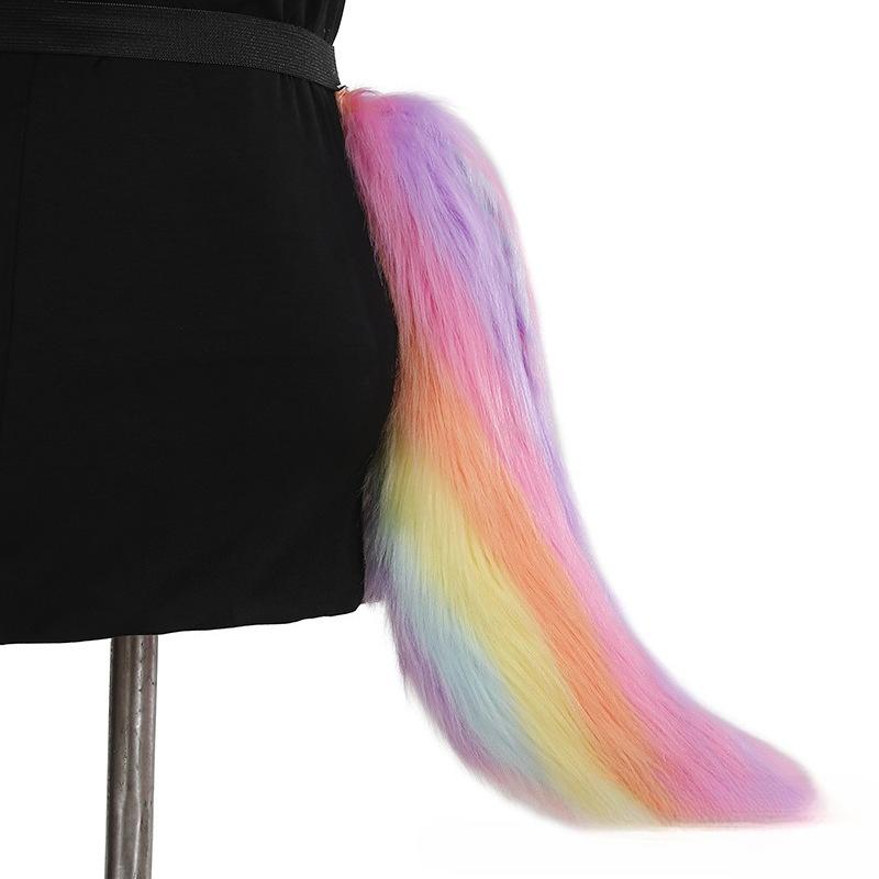 Sztuczne Futerka Ogon Zwierzęcy Lisy Koty Pies Ogon Wilka Halloween Kostium Cosplay Akcesoria Imprezowe Regulowany Futrzany Ogon Kota Lisa