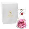 Birthday Angel Memorial Eternal Flower Immortal Rose Mother's Day Valentine's Day Gift Glass Dome Gift (Pink)