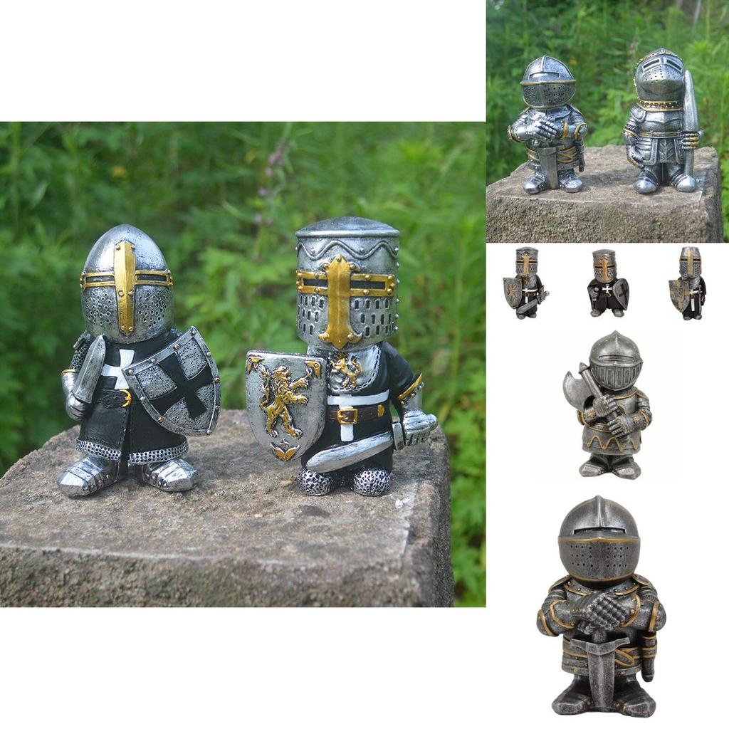 Medieval War Resin Crafts Miniature Gnome Knight Sculpture Decorative Figurine For Home And Garden Display
