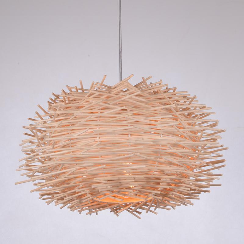 Bird Nest Pendant Lamp Rattan Wicker Wood Handmade Suspension Light Hotel Cafe Living Dining Room Hanging Ceiling Chandelier