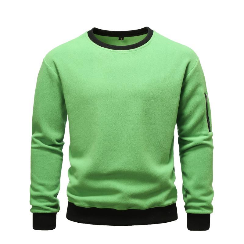 New Autumn and Winter Men's Polar Fleece Casual Solid Color Sweatshirt Youth Fashion Long-sleeved Sports Coat