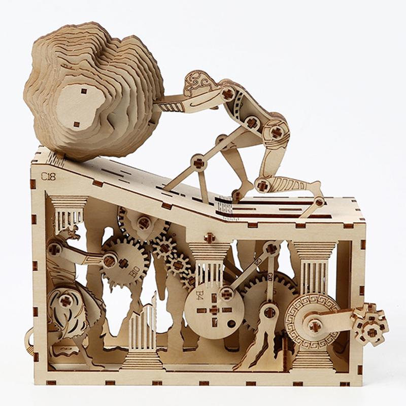 Dřevěné 3D puzzle Sisyfos Starořecký mytologický příběh Mechanické puzzle Sada Hračky pro vlastní montáž Pro dospělé a teenagery Dárek