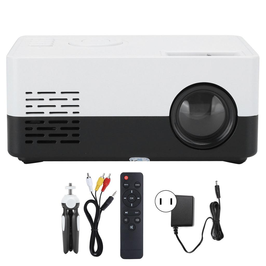 Mini Portable Projector LED Home Theater Video Media Player Projector with Rack 100‑240V Black