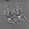 Vintage Goth Skull Dangle Earrings for Women Vintage Silver Color Funny Skeleton Drop Earing Retro Gothic Halloween Jewelry