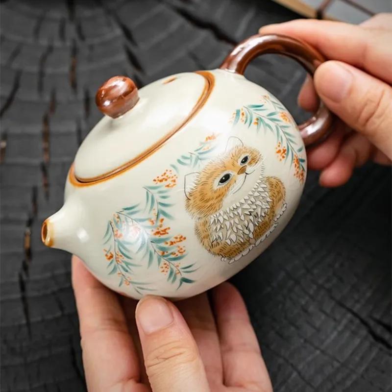 Xishi Pot, Cat Teapot, Kung Fu Teapot, Tea Maker Set, Ru Kiln, One Person Drinking, Women's Ceramic Home Use