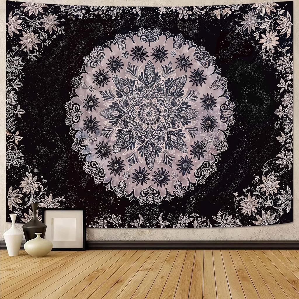 Boho Floral Mandala Tapestry for Bedroom Aesthetic Blue Bohemian Colorful Flower Wall Tapestry Purple Hippie Indian Small