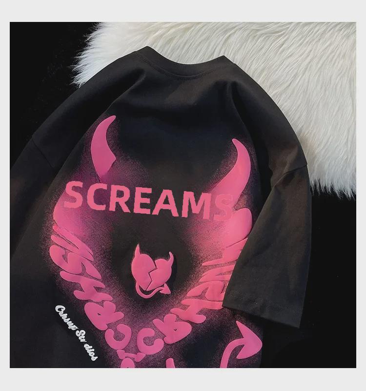 Dámské Retro tričko s potiskem ďábla, krátký rukáv - Vintage Cool letní styl