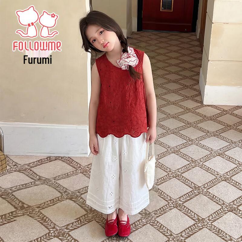 Fuloumi Girls' Embroidered Floral Two-piece Summer Set
