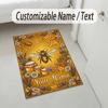 Honey Bee Honeycomb Theme Soft Crystal Velvet Rug Custom Name & Text Print Non Slip Floor Rug for Bedroom Living Room