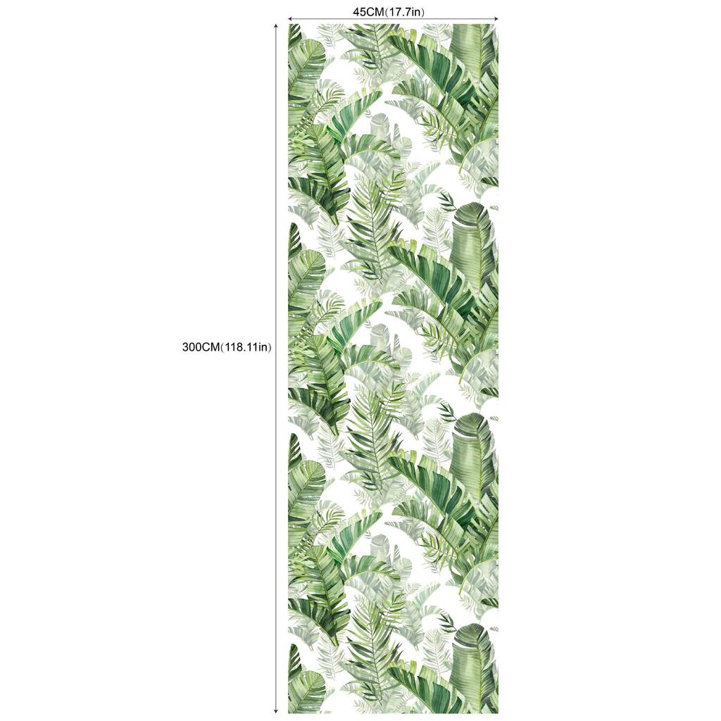 Removable Seamless Self-Adhesive Wallpaper for Living Room Background (Green Plants and Flowers)