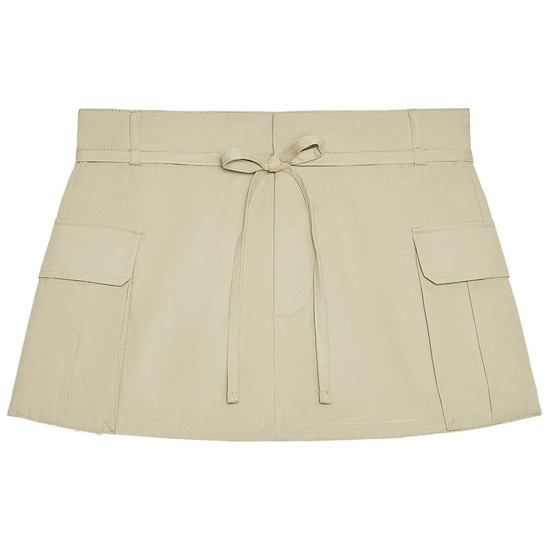 Zaprha 2025 Summer New Neutral Style Bow Lace-up Simple and Versatile Cargo Short Culottes 4391504