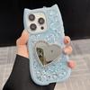 Cute Cat Ear Phone Case for Apple 16 Pro Max 15 iPhone 14 Soft 13 Diamond Edge Heart Mirror High Gloss TPU Compatible Plus Model