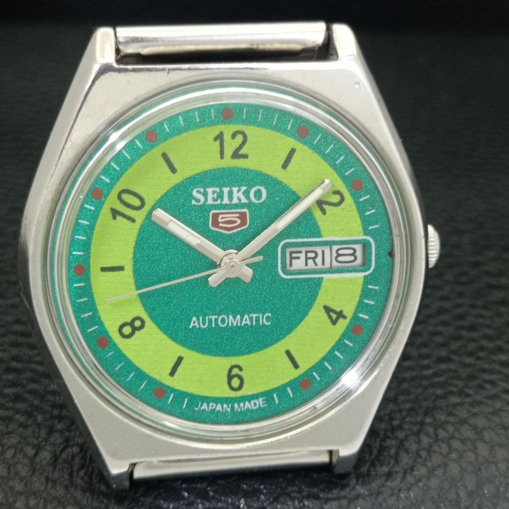 SEIKO 5 AUTOMATIC JAPAN 6309A MENS VINTAGE GREEN COLOR DIAL WATCH a702710-1 R210-a702710