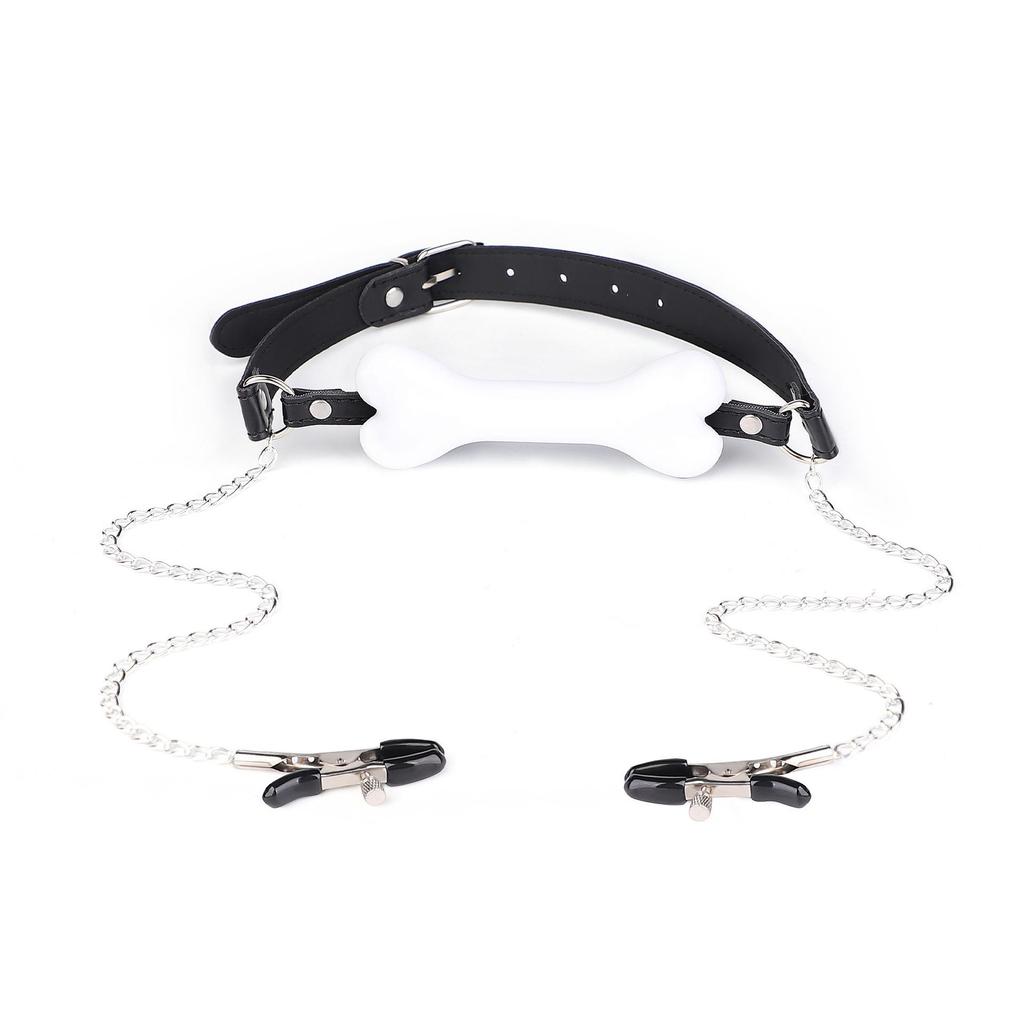 Silicone Dog Bone Ball Gag - Adult Female Training Toy