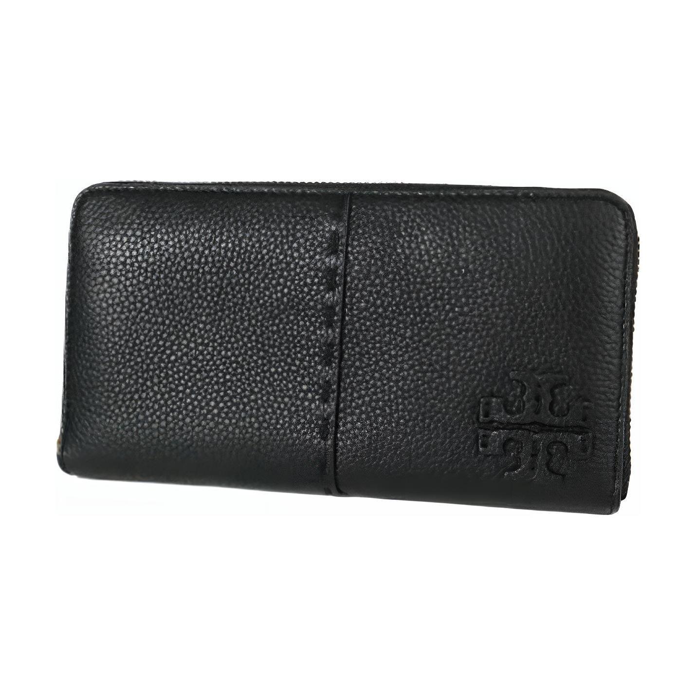 Tory Burch Solid Color Brand Print Zipper Wallet Unisex Wallets Black 136360-001 Black 27770₽