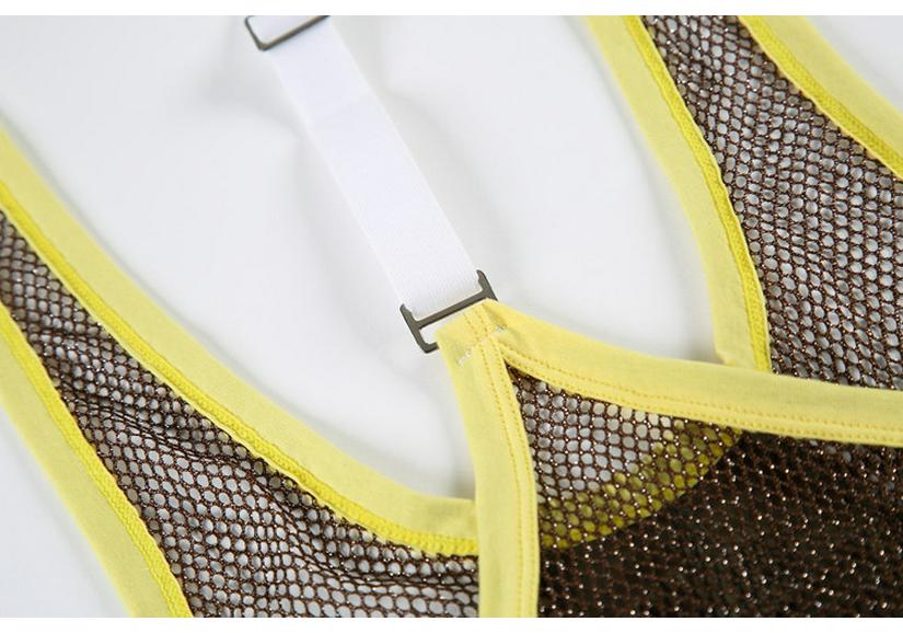 Tuta modellante estiva da uomo originale - Design casual fitness a rete con spalline LT1