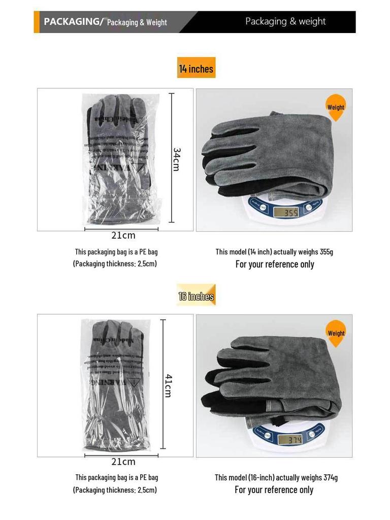 Heat-Resistant Cowhide BBQ Gloves: Flame Retardant, Anti-Scald, Long Oven Gloves for Camping & Barbecue
