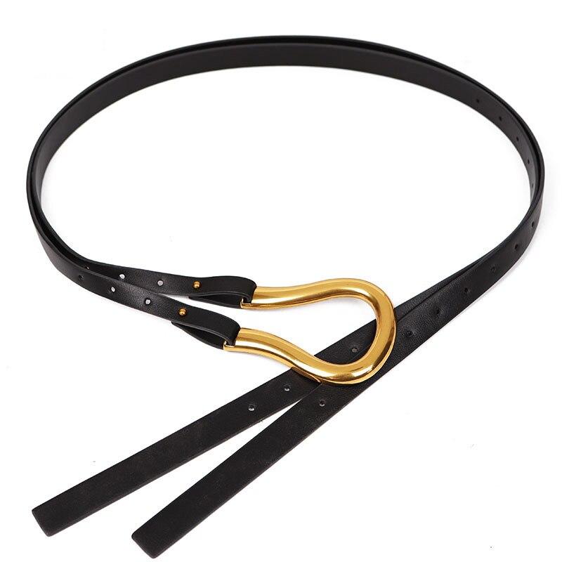 Women Belt Fashion Casual Light High Quality Horseshoe Buckle Large U-shaped Luxury Personality Curve Designer Belt Women LB2237