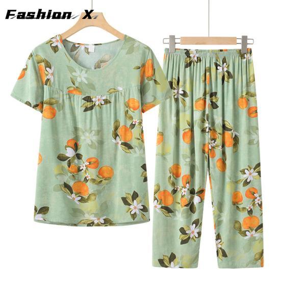 Fashion Pajamas Two Piece Set Set T-shirt Pants Set Women's Summer Pajamas for Mom