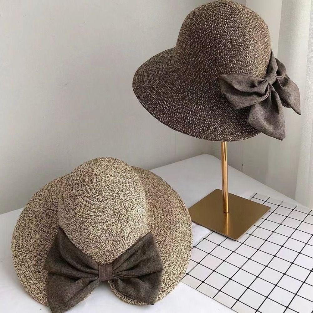 Foldable Women Sun Hat Wide Brim Women's Straw Panama Hat Summer Beach Sun Hat  For Women Outdoor
