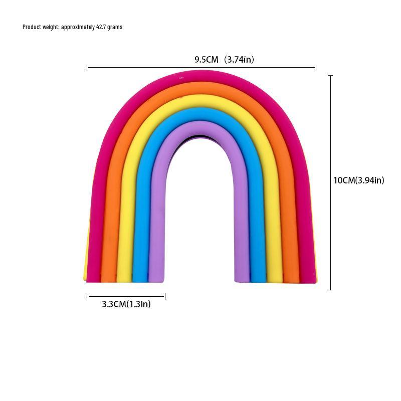 Versatile Rainbow Arch Cake Topper: Colorful Cartoon Forest Style Red Pink Rubber Ornament