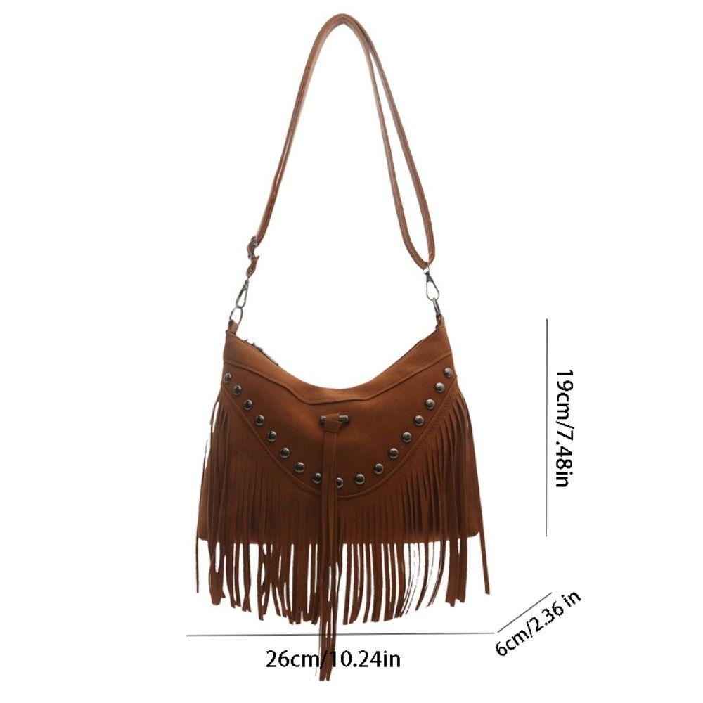 Korean Suede Crossbody Bag Bohemian Style Ethnic Style Handbag Sweet Tassel Shoulder Bag  Girls